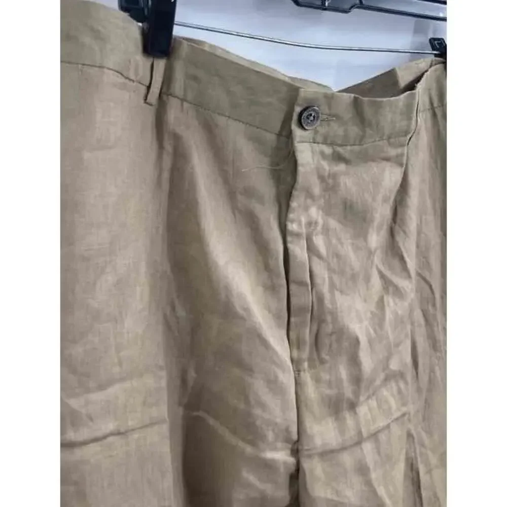 NWT Tasso Elba Island Mens Brown Linen Blend Flat Front Chino Pants 44B 46x30